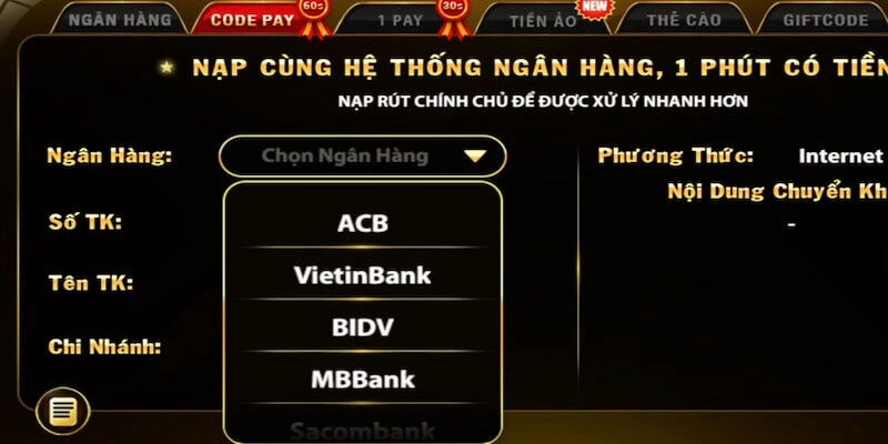 Hướng dẫn nạp tiền Go88